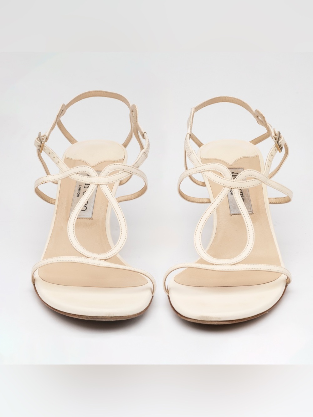 Jimmy Choo Ivory Strappy Open-Toe Heels